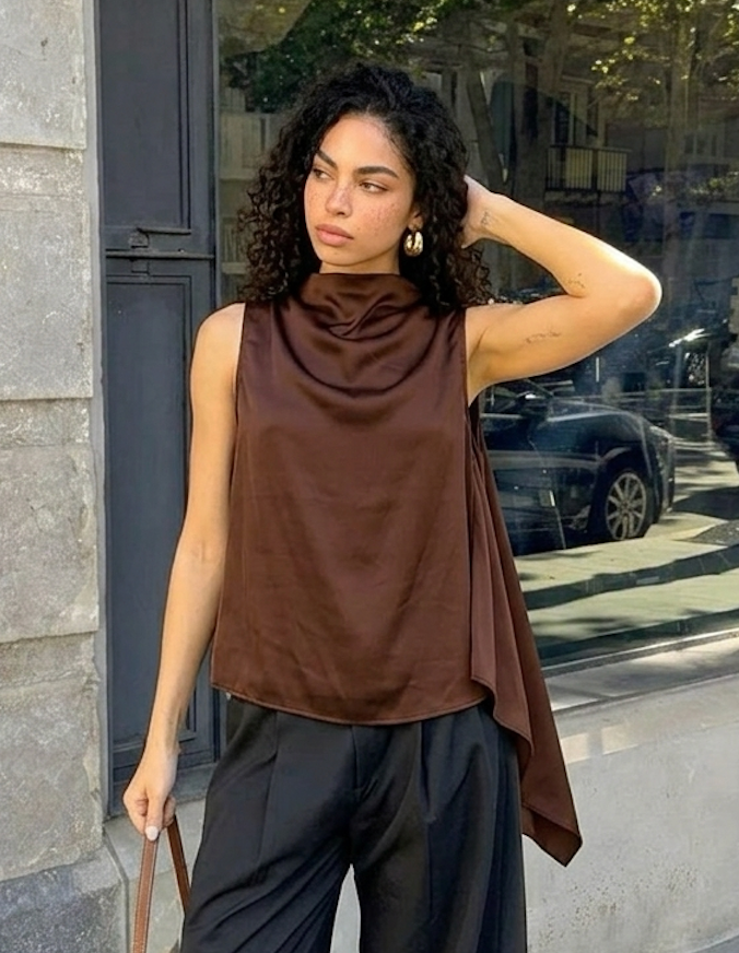 Blusa Satin Café
