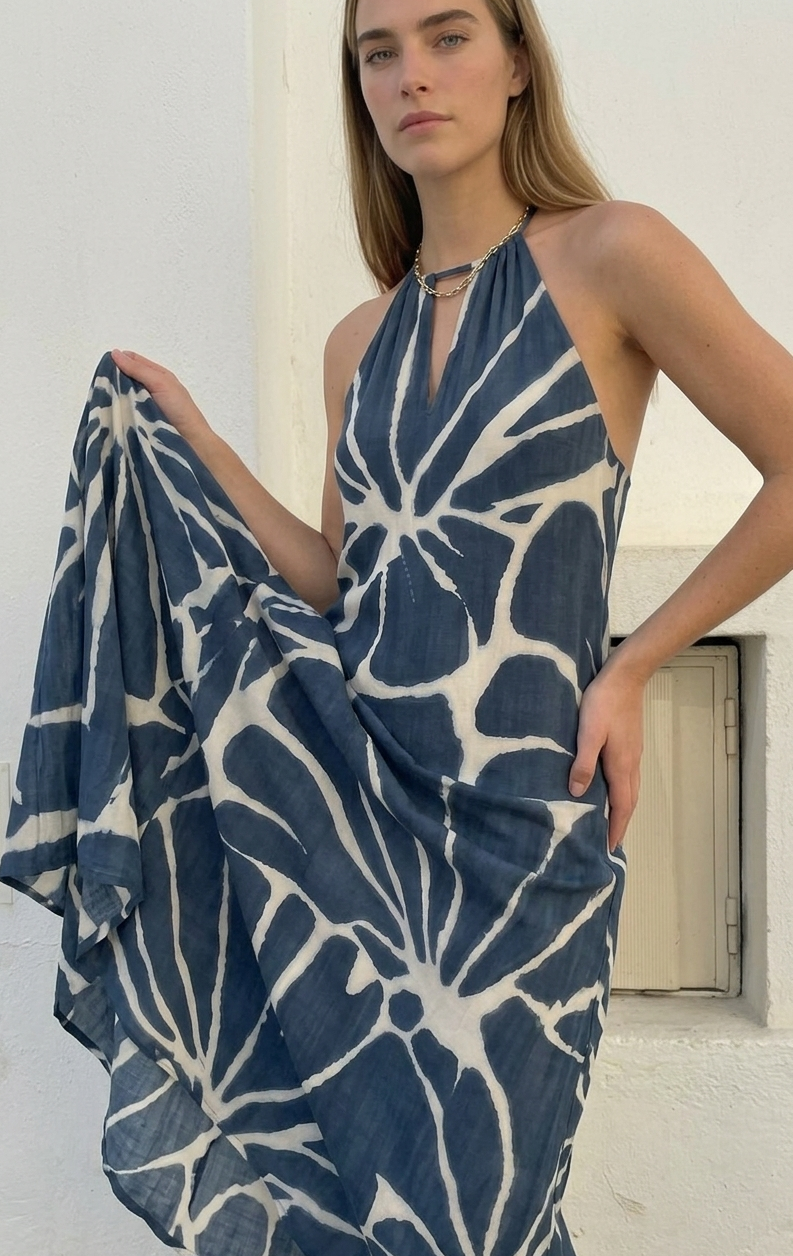 Vestido largo navy pr