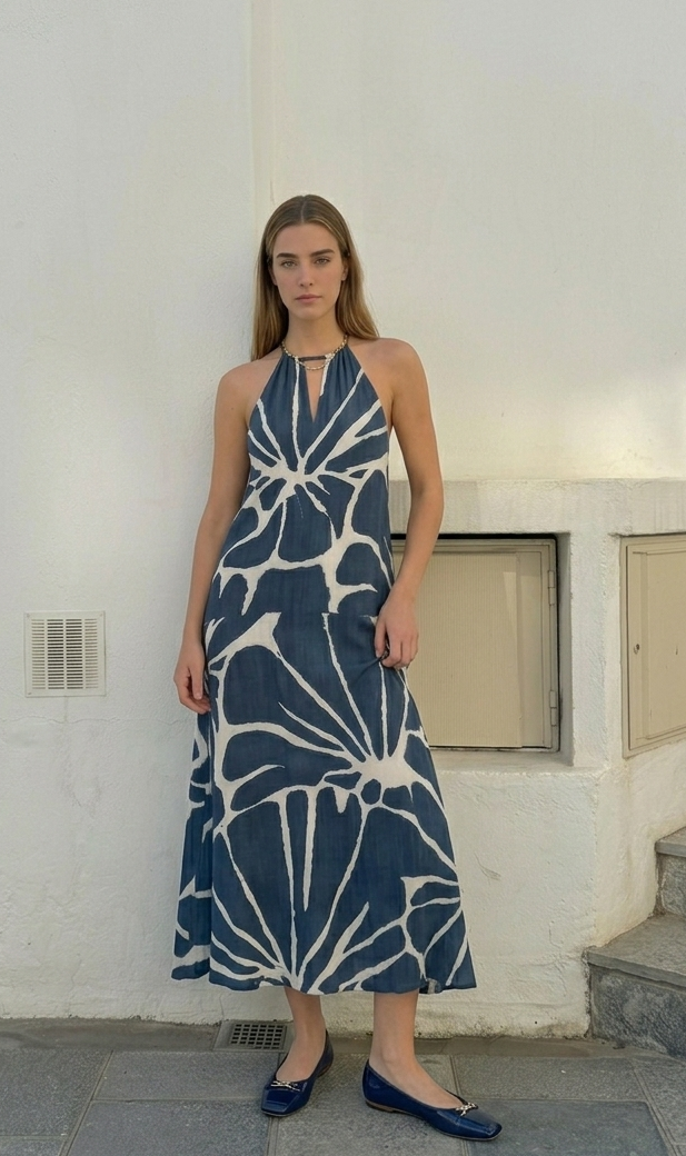 Vestido largo navy pr